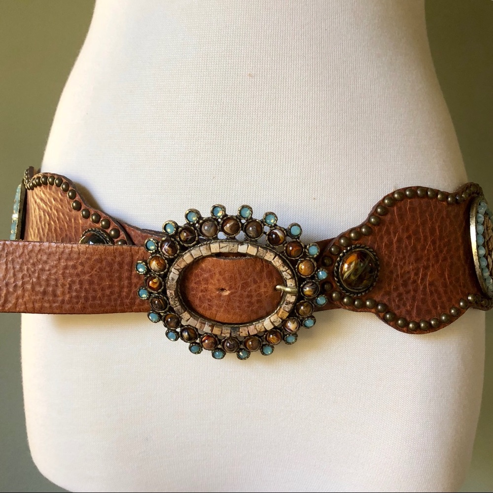 Leatherock Belt with Crystals and Rocks